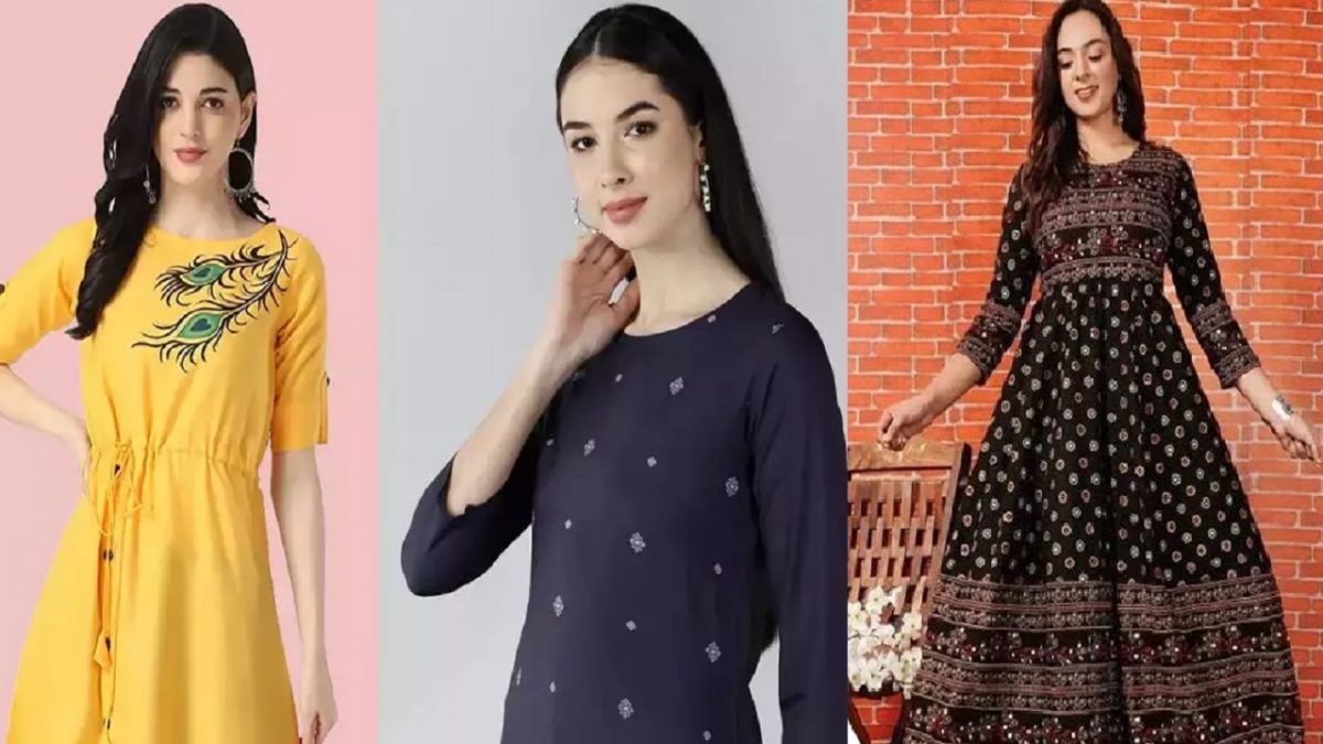 Boutique Ever Black and White Pallad Design Cotton Kurti : Amazon.in: कपड़े  और एक्सेसरीज़