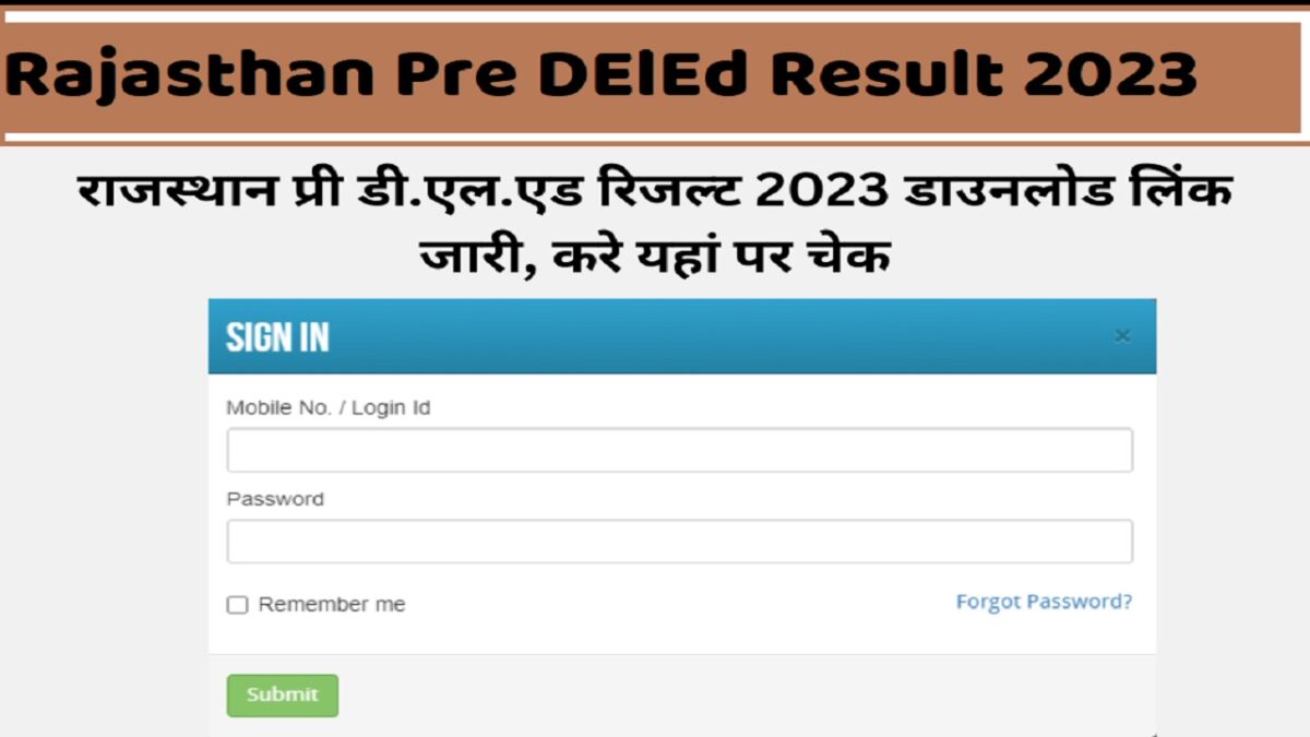Rajasthan Pre DElEd Result 2023