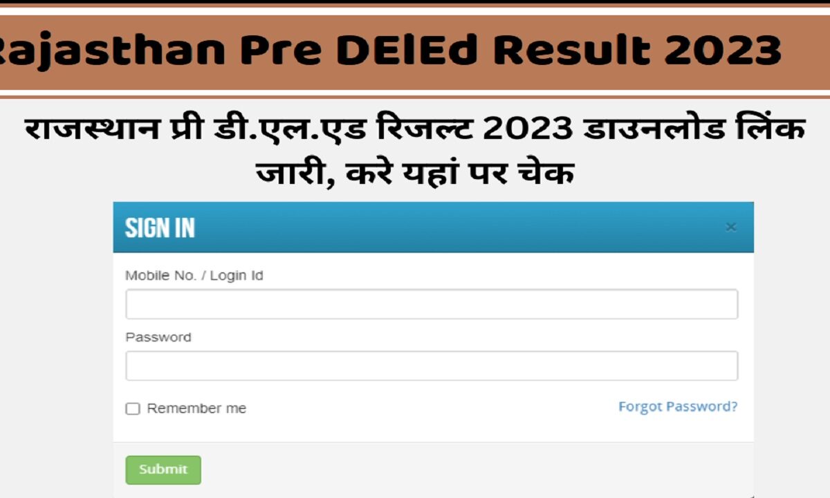 Rajasthan Pre DElEd Result 2023