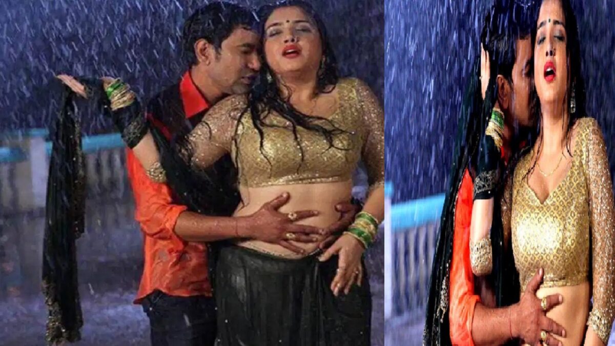 Aamrapali Dubey was seen getting wet with Nirahua