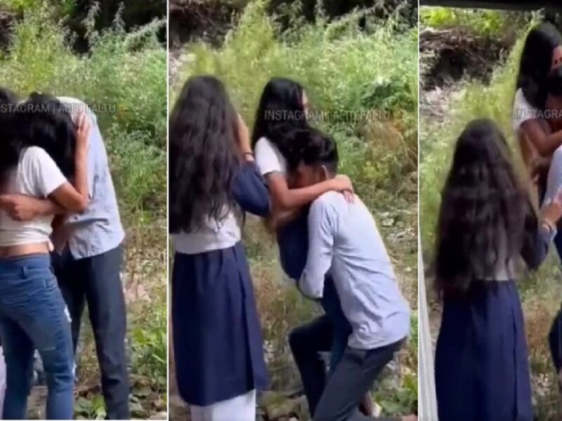 boy with two girls under the metro bridge