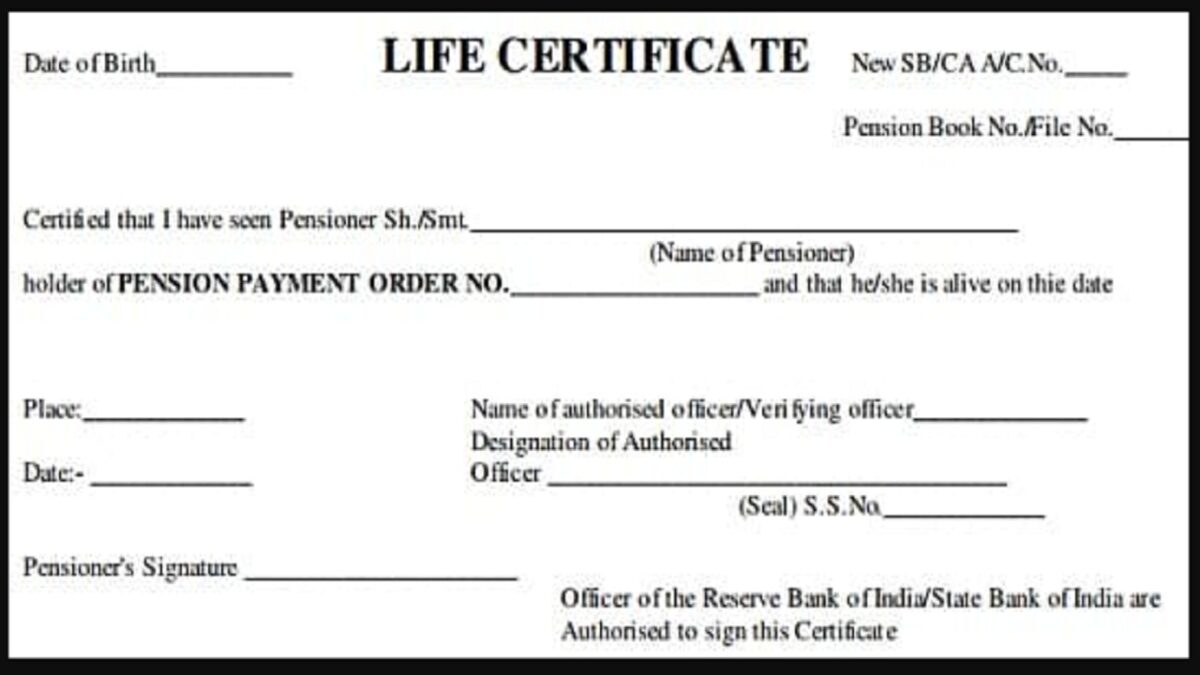life certificate for pension