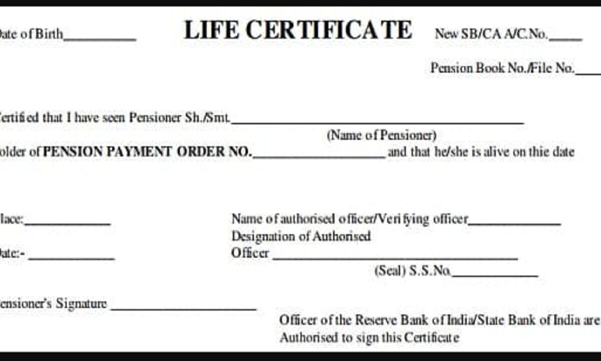 life certificate for pension