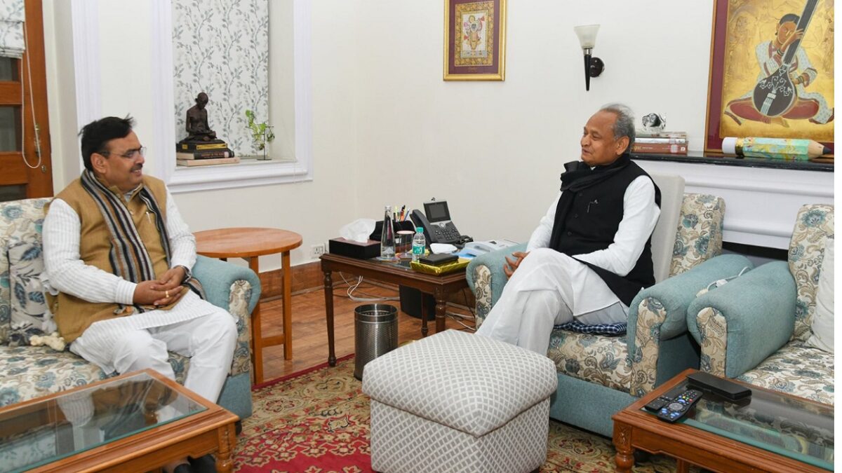 Bhajanlal sharma and ashok gehlot meeting