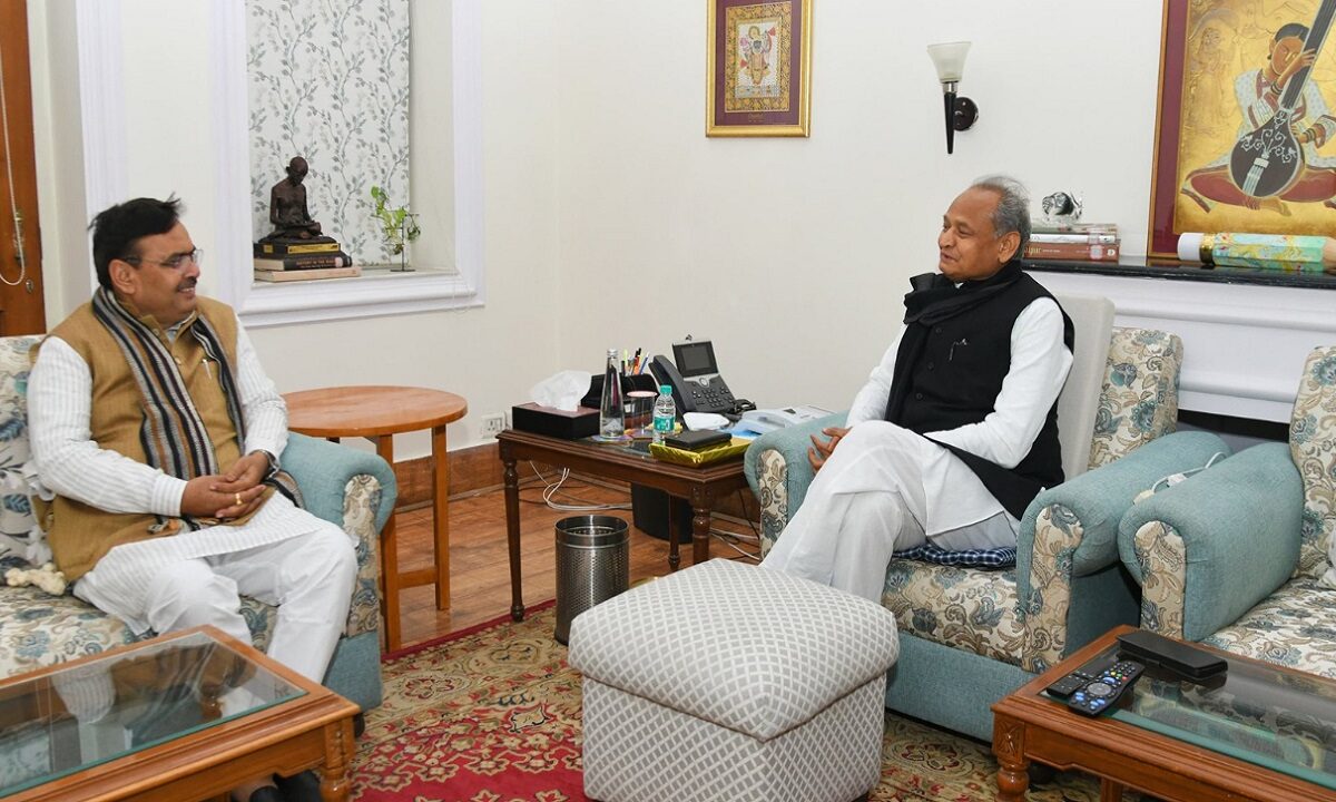 Bhajanlal sharma and ashok gehlot meeting