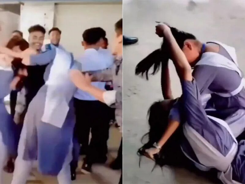 Girls fighting in school
