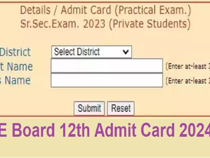 RBSE Board 12th Admit Card