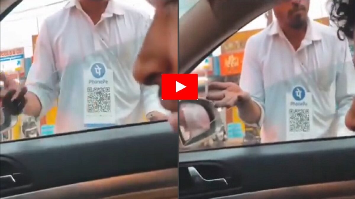 Beggar with QR code