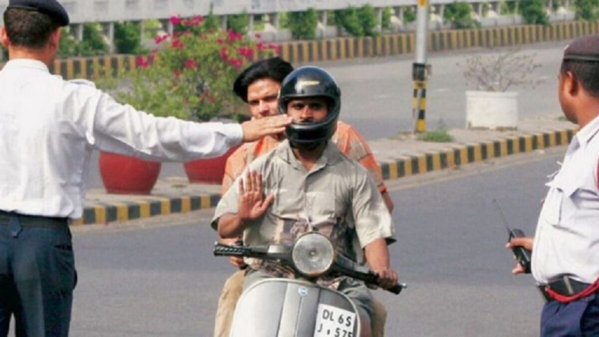 Wearing Helmet Improperly Challan